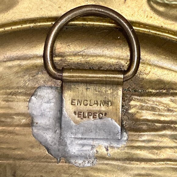 Vintage Victorian Couple Scene Brass Wall Hanging Art Plaque Elpec England Roses - Picture 10 of 11